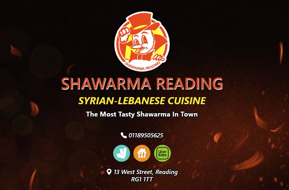 Screenshot of Shawarma Reading landing page, a responsive site built using Bootstrap